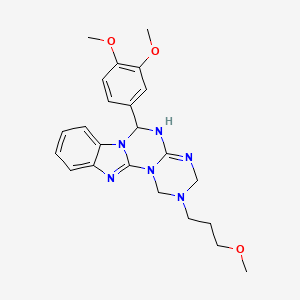molecular formula C23H28N6O3 B11190976 9-(3,4-dimethoxyphenyl)-4-(3-methoxypropyl)-2,4,6,8,10,17-hexazatetracyclo[8.7.0.02,7.011,16]heptadeca-1(17),6,11,13,15-pentaene 