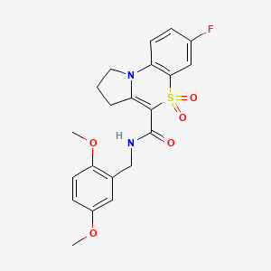 molecular formula C21H21FN2O5S B11190985 N-(2,5-dimethoxybenzyl)-7-fluoro-2,3-dihydro-1H-pyrrolo[2,1-c][1,4]benzothiazine-4-carboxamide 5,5-dioxide CAS No. 1291832-38-6