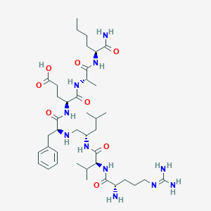 molecular formula C40H69N11O8 B011191 N-[(2r)-2-({n~5~-[amino(Iminio)methyl]-L-Ornithyl-L-Valyl}amino)-4-Methylpentyl]-L-Phenylalanyl-L-Alpha-Glutamyl-L-Alanyl-L-Norleucinamide CAS No. 107475-09-2