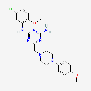 molecular formula C22H26ClN7O2 B11191088 N-(5-chloro-2-methoxyphenyl)-6-{[4-(4-methoxyphenyl)piperazin-1-yl]methyl}-1,3,5-triazine-2,4-diamine 