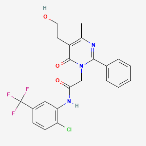 molecular formula C22H19ClF3N3O3 B11191176 N-[2-chloro-5-(trifluoromethyl)phenyl]-2-[5-(2-hydroxyethyl)-4-methyl-6-oxo-2-phenylpyrimidin-1(6H)-yl]acetamide 