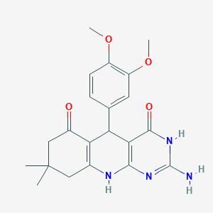 molecular formula C21H24N4O4 B11191353 2-amino-5-(3,4-dimethoxyphenyl)-8,8-dimethyl-5,8,9,10-tetrahydropyrimido[4,5-b]quinoline-4,6(3H,7H)-dione 