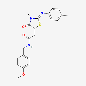molecular formula C21H23N3O3S B11191455 N-(4-methoxybenzyl)-2-{(2Z)-3-methyl-2-[(4-methylphenyl)imino]-4-oxo-1,3-thiazolidin-5-yl}acetamide 