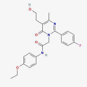molecular formula C23H24FN3O4 B11191464 N-(4-ethoxyphenyl)-2-[2-(4-fluorophenyl)-5-(2-hydroxyethyl)-4-methyl-6-oxopyrimidin-1(6H)-yl]acetamide 