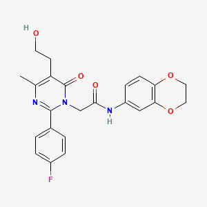 molecular formula C23H22FN3O5 B11191475 N-(2,3-dihydro-1,4-benzodioxin-6-yl)-2-[2-(4-fluorophenyl)-5-(2-hydroxyethyl)-4-methyl-6-oxopyrimidin-1(6H)-yl]acetamide 