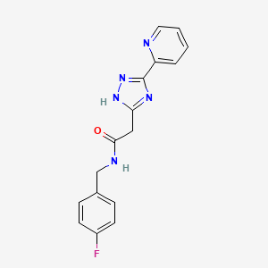 molecular formula C16H14FN5O B11191489 N-(4-fluorobenzyl)-2-[3-(pyridin-2-yl)-1H-1,2,4-triazol-5-yl]acetamide 