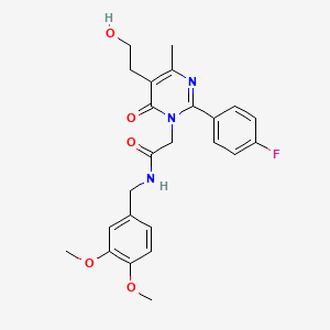 molecular formula C24H26FN3O5 B11191535 N-(3,4-dimethoxybenzyl)-2-[2-(4-fluorophenyl)-5-(2-hydroxyethyl)-4-methyl-6-oxopyrimidin-1(6H)-yl]acetamide 