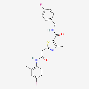 molecular formula C21H19F2N3O2S B11191558 N-(4-fluorobenzyl)-2-{2-[(4-fluoro-2-methylphenyl)amino]-2-oxoethyl}-4-methyl-1,3-thiazole-5-carboxamide 