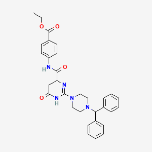molecular formula C31H33N5O4 B11191567 Ethyl 4-[({2-[4-(diphenylmethyl)piperazin-1-yl]-6-oxo-3,4,5,6-tetrahydropyrimidin-4-yl}carbonyl)amino]benzoate 