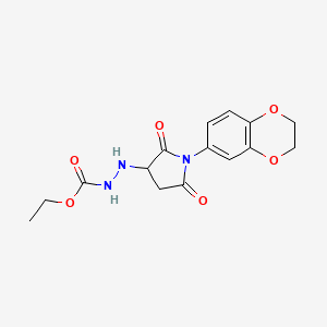 molecular formula C15H17N3O6 B11191586 Ethyl 2-[1-(2,3-dihydro-1,4-benzodioxin-6-yl)-2,5-dioxopyrrolidin-3-yl]hydrazinecarboxylate 