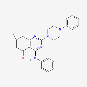 molecular formula C26H29N5O B11191609 4-anilino-7,7-dimethyl-2-(4-phenylpiperazino)-7,8-dihydro-5(6H)-quinazolinone 