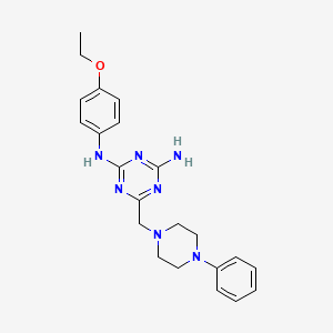 molecular formula C22H27N7O B11191654 N-(4-ethoxyphenyl)-6-[(4-phenylpiperazin-1-yl)methyl]-1,3,5-triazine-2,4-diamine 