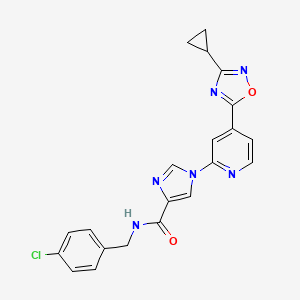 molecular formula C21H17ClN6O2 B11191667 N-(4-chlorobenzyl)-1-[4-(3-cyclopropyl-1,2,4-oxadiazol-5-yl)pyridin-2-yl]-1H-imidazole-4-carboxamide 