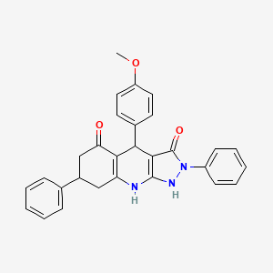 molecular formula C29H25N3O3 B11191903 3-hydroxy-4-(4-methoxyphenyl)-2,7-diphenyl-2,4,6,7,8,9-hexahydro-5H-pyrazolo[3,4-b]quinolin-5-one 