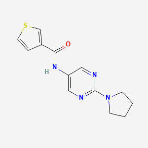molecular formula C13H14N4OS B11192038 N-[2-(Pyrrolidin-1-YL)pyrimidin-5-YL]thiophene-3-carboxamide 