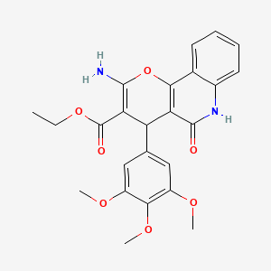 molecular formula C24H24N2O7 B11192062 ethyl 2-amino-5-oxo-4-(3,4,5-trimethoxyphenyl)-5,6-dihydro-4H-pyrano[3,2-c]quinoline-3-carboxylate 