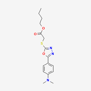 molecular formula C16H21N3O3S B11192133 Butyl 2-({5-[4-(dimethylamino)phenyl]-1,3,4-oxadiazol-2-yl}sulfanyl)acetate 