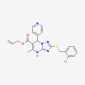 molecular formula C22H20ClN5O2S B11192158 Prop-2-en-1-yl 2-[(2-chlorobenzyl)sulfanyl]-5-methyl-7-(pyridin-4-yl)-4,7-dihydro[1,2,4]triazolo[1,5-a]pyrimidine-6-carboxylate 