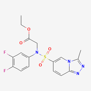 molecular formula C17H16F2N4O4S B11192223 Ethyl 2-[N-(3,4-difluorophenyl)3-methyl-[1,2,4]triazolo[4,3-A]pyridine-6-sulfonamido]acetate 