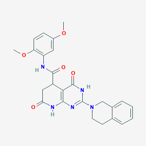 molecular formula C25H25N5O5 B11192229 2-(3,4-dihydroisoquinolin-2(1H)-yl)-N-(2,5-dimethoxyphenyl)-4,7-dioxo-3,4,5,6,7,8-hexahydropyrido[2,3-d]pyrimidine-5-carboxamide 
