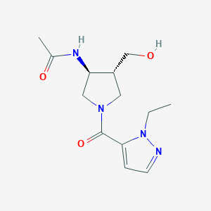 molecular formula C13H20N4O3 B11192246 N~1~-[(3S,4R)-1-[(1-Ethyl-1H-pyrazol-5-YL)carbonyl]-4-(hydroxymethyl)tetrahydro-1H-pyrrol-3-YL]acetamide 