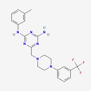 molecular formula C22H24F3N7 B11192262 N-(3-methylphenyl)-6-({4-[3-(trifluoromethyl)phenyl]piperazin-1-yl}methyl)-1,3,5-triazine-2,4-diamine 