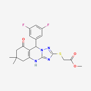 molecular formula C20H20F2N4O3S B11192266 Methyl {[9-(3,5-difluorophenyl)-6,6-dimethyl-8-oxo-4,5,6,7,8,9-hexahydro[1,2,4]triazolo[5,1-b]quinazolin-2-yl]sulfanyl}acetate 