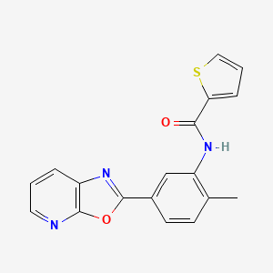 molecular formula C18H13N3O2S B11192328 N-(2-Methyl-5-{[1,3]oxazolo[5,4-B]pyridin-2-YL}phenyl)thiophene-2-carboxamide 