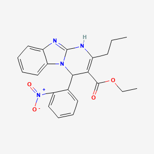 molecular formula C22H22N4O4 B11192378 Ethyl 4-(2-nitrophenyl)-2-propyl-1,4-dihydropyrimido[1,2-a]benzimidazole-3-carboxylate 