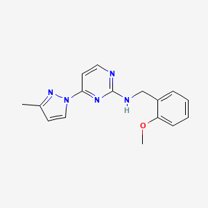 molecular formula C16H17N5O B11192405 N-(2-methoxybenzyl)-4-(3-methyl-1H-pyrazol-1-yl)pyrimidin-2-amine 