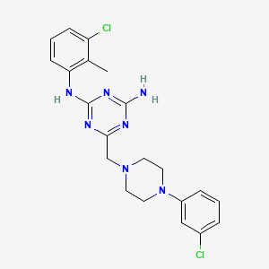molecular formula C21H23Cl2N7 B11192472 N-(3-chloro-2-methylphenyl)-6-{[4-(3-chlorophenyl)piperazin-1-yl]methyl}-1,3,5-triazine-2,4-diamine 