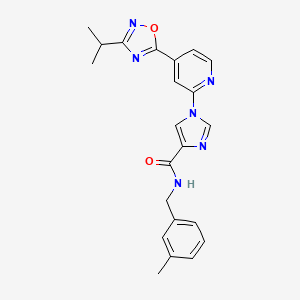 molecular formula C22H22N6O2 B11192515 N-(3-methylbenzyl)-1-{4-[3-(propan-2-yl)-1,2,4-oxadiazol-5-yl]pyridin-2-yl}-1H-imidazole-4-carboxamide 