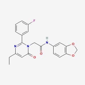 molecular formula C21H18FN3O4 B11192582 N-(1,3-benzodioxol-5-yl)-2-[4-ethyl-2-(3-fluorophenyl)-6-oxopyrimidin-1(6H)-yl]acetamide 