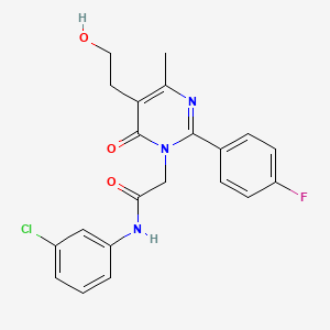 molecular formula C21H19ClFN3O3 B11192618 N-(3-chlorophenyl)-2-[2-(4-fluorophenyl)-5-(2-hydroxyethyl)-4-methyl-6-oxopyrimidin-1(6H)-yl]acetamide 