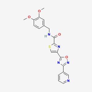 molecular formula C20H17N5O4S B11192625 N-(3,4-dimethoxybenzyl)-4-[3-(pyridin-3-yl)-1,2,4-oxadiazol-5-yl]-1,3-thiazole-2-carboxamide 