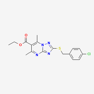 molecular formula C17H17ClN4O2S B11192631 Ethyl 2-[(4-chlorobenzyl)sulfanyl]-5,7-dimethyl[1,2,4]triazolo[1,5-a]pyrimidine-6-carboxylate 