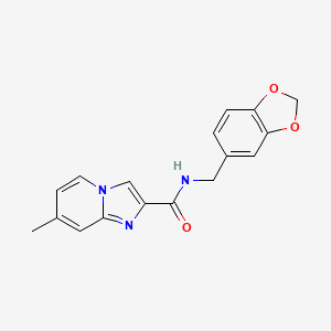 molecular formula C17H15N3O3 B11192633 N-(1,3-benzodioxol-5-ylmethyl)-7-methylimidazo[1,2-a]pyridine-2-carboxamide 