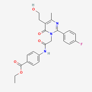 molecular formula C24H24FN3O5 B11192698 ethyl 4-({[2-(4-fluorophenyl)-5-(2-hydroxyethyl)-4-methyl-6-oxopyrimidin-1(6H)-yl]acetyl}amino)benzoate 