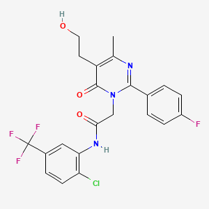 molecular formula C22H18ClF4N3O3 B11192758 N-[2-chloro-5-(trifluoromethyl)phenyl]-2-[2-(4-fluorophenyl)-5-(2-hydroxyethyl)-4-methyl-6-oxopyrimidin-1(6H)-yl]acetamide 