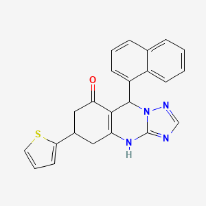 molecular formula C23H18N4OS B11192768 9-(naphthalen-1-yl)-6-(thiophen-2-yl)-5,6,7,9-tetrahydro[1,2,4]triazolo[5,1-b]quinazolin-8(4H)-one 