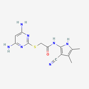 molecular formula C13H15N7OS B11192776 N-(3-cyano-4,5-dimethyl-1H-pyrrol-2-yl)-2-[(4,6-diaminopyrimidin-2-yl)sulfanyl]acetamide 
