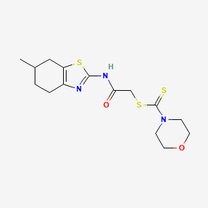 molecular formula C15H21N3O2S3 B11192862 2-[(6-Methyl-4,5,6,7-tetrahydro-1,3-benzothiazol-2-yl)amino]-2-oxoethyl morpholine-4-carbodithioate 