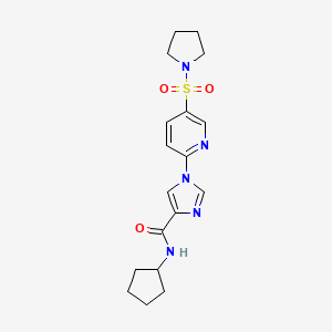 molecular formula C18H23N5O3S B11193020 N-cyclopentyl-1-(5-(pyrrolidin-1-ylsulfonyl)pyridin-2-yl)-1H-imidazole-4-carboxamide 