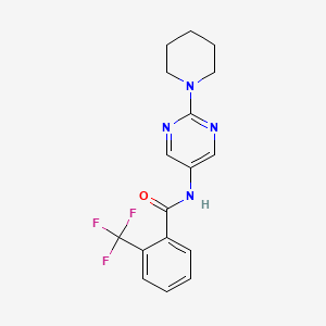 molecular formula C17H17F3N4O B11193086 N-[2-(Piperidin-1-YL)pyrimidin-5-YL]-2-(trifluoromethyl)benzamide 