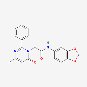 molecular formula C20H17N3O4 B11193220 N-(1,3-benzodioxol-5-yl)-2-(4-methyl-6-oxo-2-phenylpyrimidin-1(6H)-yl)acetamide 