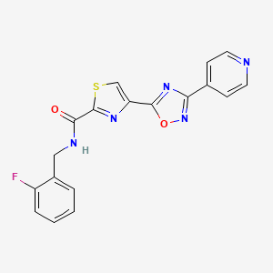 molecular formula C18H12FN5O2S B11193285 N-(2-fluorobenzyl)-4-[3-(pyridin-4-yl)-1,2,4-oxadiazol-5-yl]-1,3-thiazole-2-carboxamide 