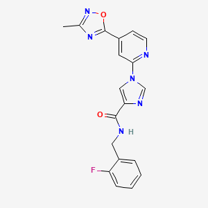 molecular formula C19H15FN6O2 B11193304 N-(2-fluorobenzyl)-1-[4-(3-methyl-1,2,4-oxadiazol-5-yl)pyridin-2-yl]-1H-imidazole-4-carboxamide 
