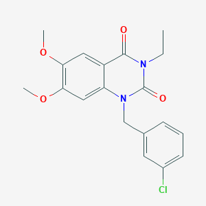 molecular formula C19H19ClN2O4 B11193364 1-(3-chlorobenzyl)-3-ethyl-6,7-dimethoxyquinazoline-2,4(1H,3H)-dione 