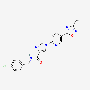 molecular formula C20H17ClN6O2 B11193380 N-(4-chlorobenzyl)-1-[5-(3-ethyl-1,2,4-oxadiazol-5-yl)pyridin-2-yl]-1H-imidazole-4-carboxamide 