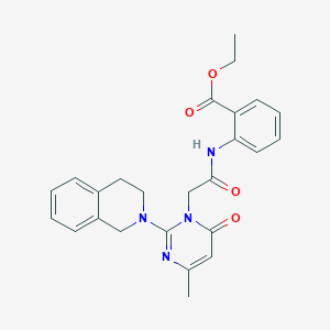 molecular formula C25H26N4O4 B11193770 ethyl 2-({[2-(3,4-dihydroisoquinolin-2(1H)-yl)-4-methyl-6-oxopyrimidin-1(6H)-yl]acetyl}amino)benzoate 